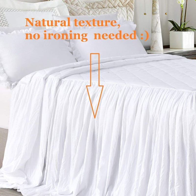 QSH Queen's House Ruffle Skirt Bedspread French Country Bedspread White King Size 3 Piece Set - Image 5